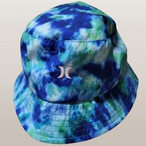 Hurley Tie Dye Bucket Hat Colorful Green Blue Rave Surfer Summer Light Weight